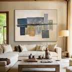 “Neutral Geometric Abstract” - Neutral Tones Abstract Geometric Painting On Canvas PS0728