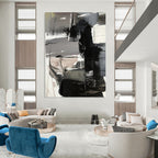 “Grey - Black Abstract Shapes” - Cubist Abstract Painting On Canvas PT1263