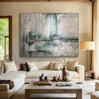 Textured Teal and Grey Abstract Abstract Painting On Canvas DKS178