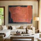 “Rust - Black Minimalist Geometry” - Rust, Black Abstract Painting On Canvas PS0457