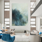 “Soft Blue - Grey Mist: Ethereal Abstract” - Dreamy Watercolor - Style Art On Canvas PT0948