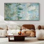 Blue, Green, White with Impasto Landscapes "Soft Horizon" Abstract Painting On Canvas PS1439