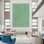 “Two Swimmers in Green” - Minimalist Figurative Painting On Canvas DS305
