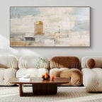 Muted Grays, Oranges, and Creams with Subtle Layers "Ethereal Hush" Abstract Textured Painting On Canvas PS1058