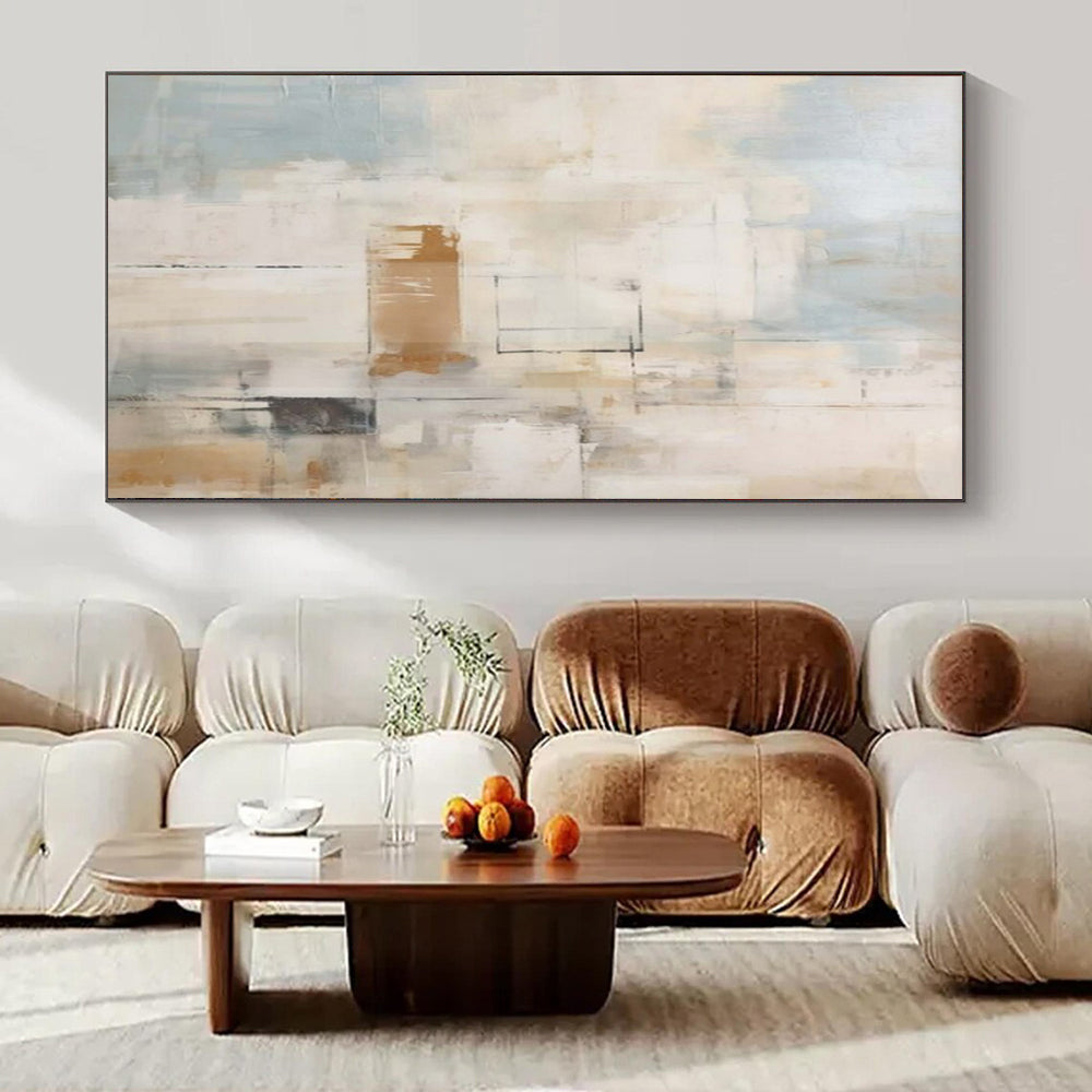 Muted Grays, Oranges, and Creams with Subtle Layers "Ethereal Hush" Abstract Textured Painting On Canvas PS1058