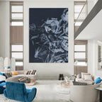 “Indigo Floral Abstraction” - Layered Plant Forms Painting On Canvas DS240