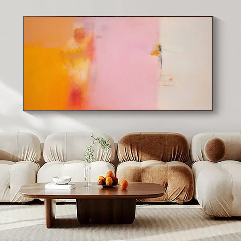Soft Pink, Orange and Yellow with Gentle Blends "Sunset Whisper" Abstract Painting On Canvas PS1175