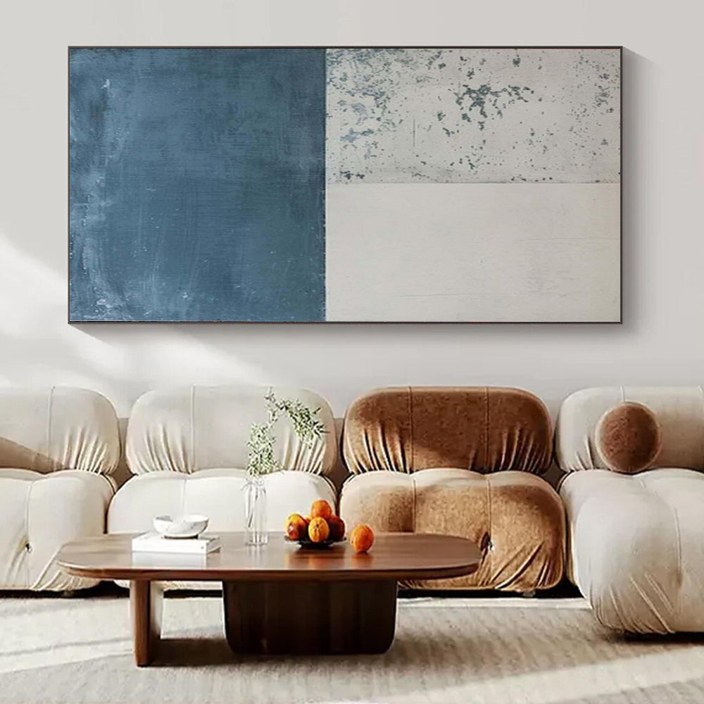 “Blue - Gray - White Textured Minimalist” - Serene Abstract Painting On Canvas PS0139