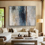 “Blue - Grey Textured Silence” Abstract Painting On Canvas DKS293