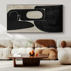 Black and White with Intricate Curved Lines "Complex Calm" Abstract Painting On Canvas PS1107