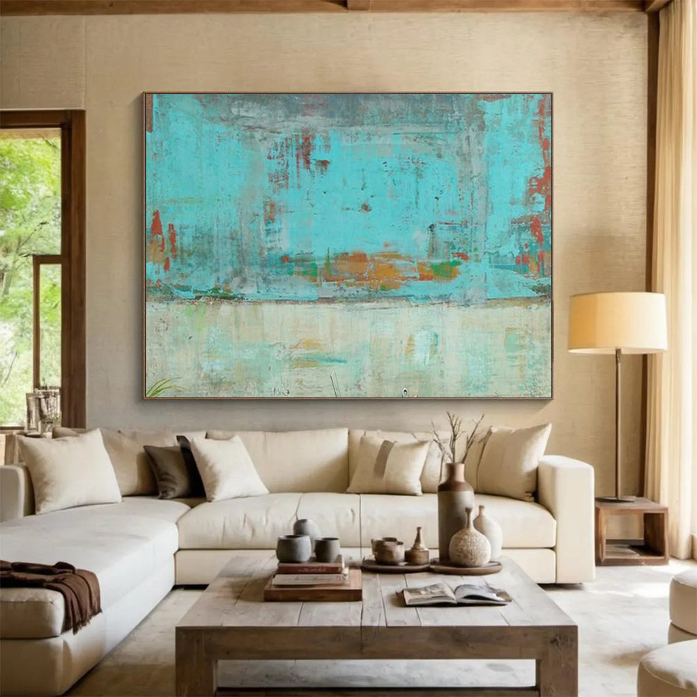 “Turquoise - Toned Abstract Cityscape” - Urban Abstract Painting On Canvas PT1583