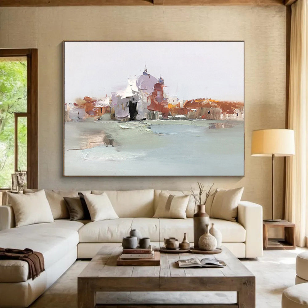 “Soft Venetian Impression” - Impressionistic Cityscape Painting, Suitable for Romantic Bedroom & Elegant Living Room DKS633
