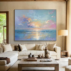 Vibrant Seaside Sunset - Impressionistic Seascape Painting On Canvas DKS363