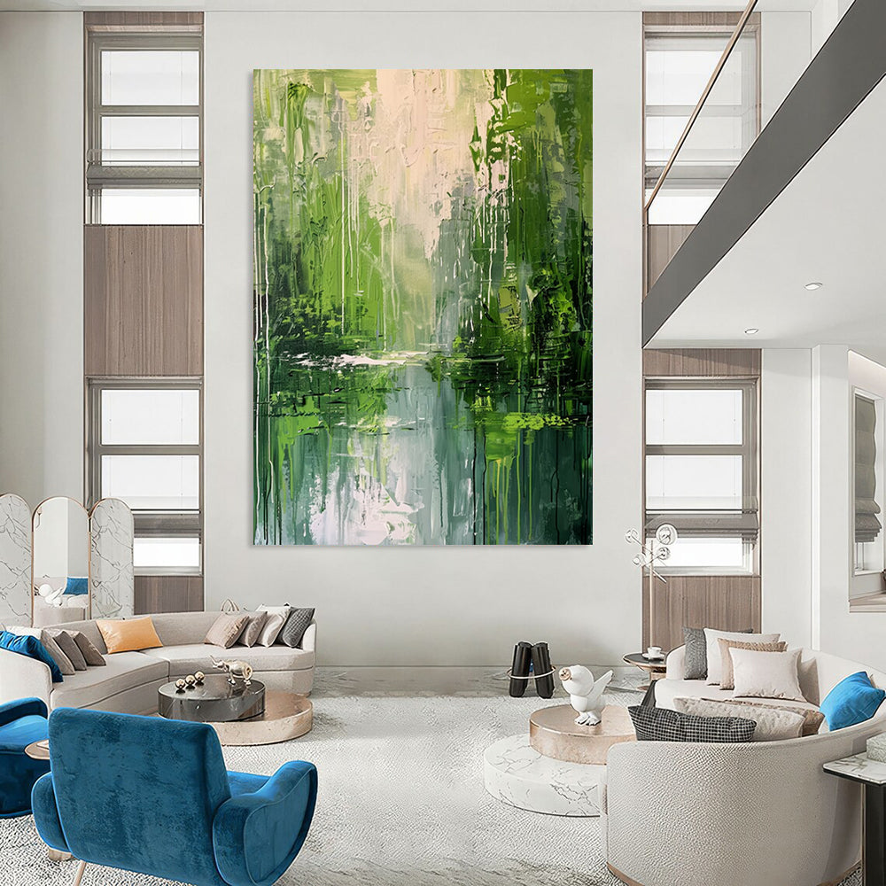 “Green - Blue Forest Reflection” - Impressionistic Landscape Painting On Canvas DS002