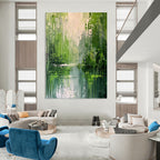 “Green - Blue Forest Reflection” - Impressionistic Landscape Painting On Canvas DS002