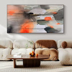 Gray, Orange, and Black Dripping, "Urban Rhythm" – Abstract Expressionist Painting On Canvas PS1005