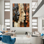 Faces in Relief Mixed - Media Textured Portraits, Painting On Canvas PT2157