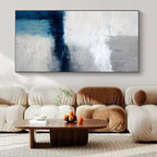 Monochromatic Blue and Gray, "Coastal Calm" – Minimalist Abstract Painting On Canvas PS1033