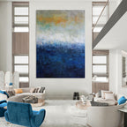 “Gradient Blue Abstract Sea” - Abstract, Ethereal - Themed Painting On Canvas PT1559