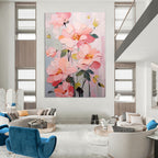 “Textured Pink Flower Bouquet” - Impasto Floral Painting On Canvas PT1905