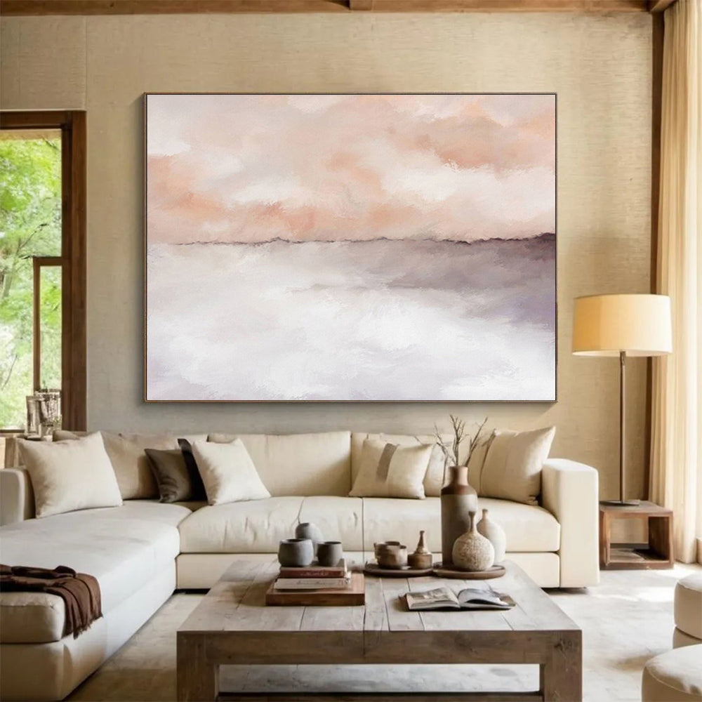 “Blush - Gray Reflections” - Serene Landscape Painting On Canvas DKS418