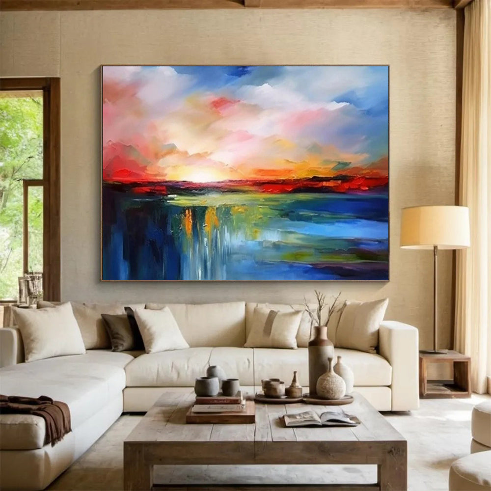 “Vibrant Waterfall Horizon” - Oil Painting, Landscape PT1596