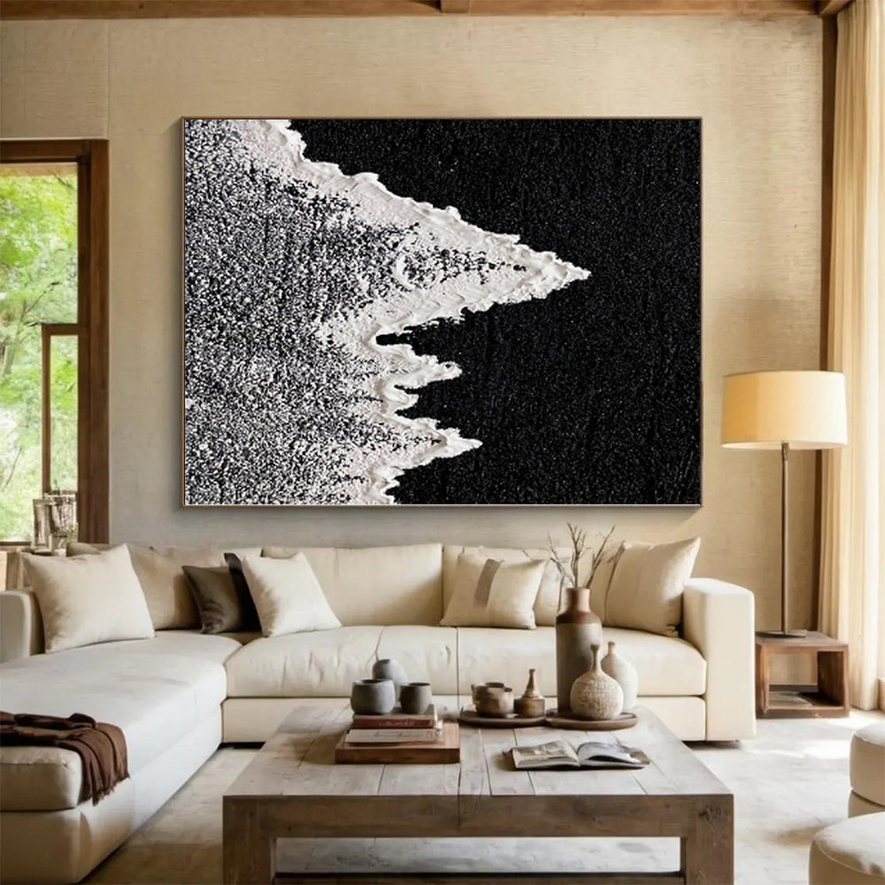 “Black and White Textured Peaks” - Abstract Landscape - Inspired Painting On Canvas PS0020
