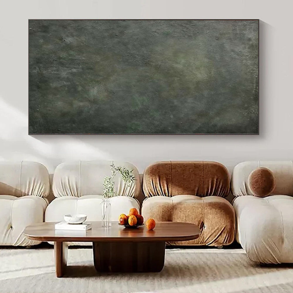 “Gray - Green Textured Subtle” - Understated Abstract Painting On Canvas PS0143