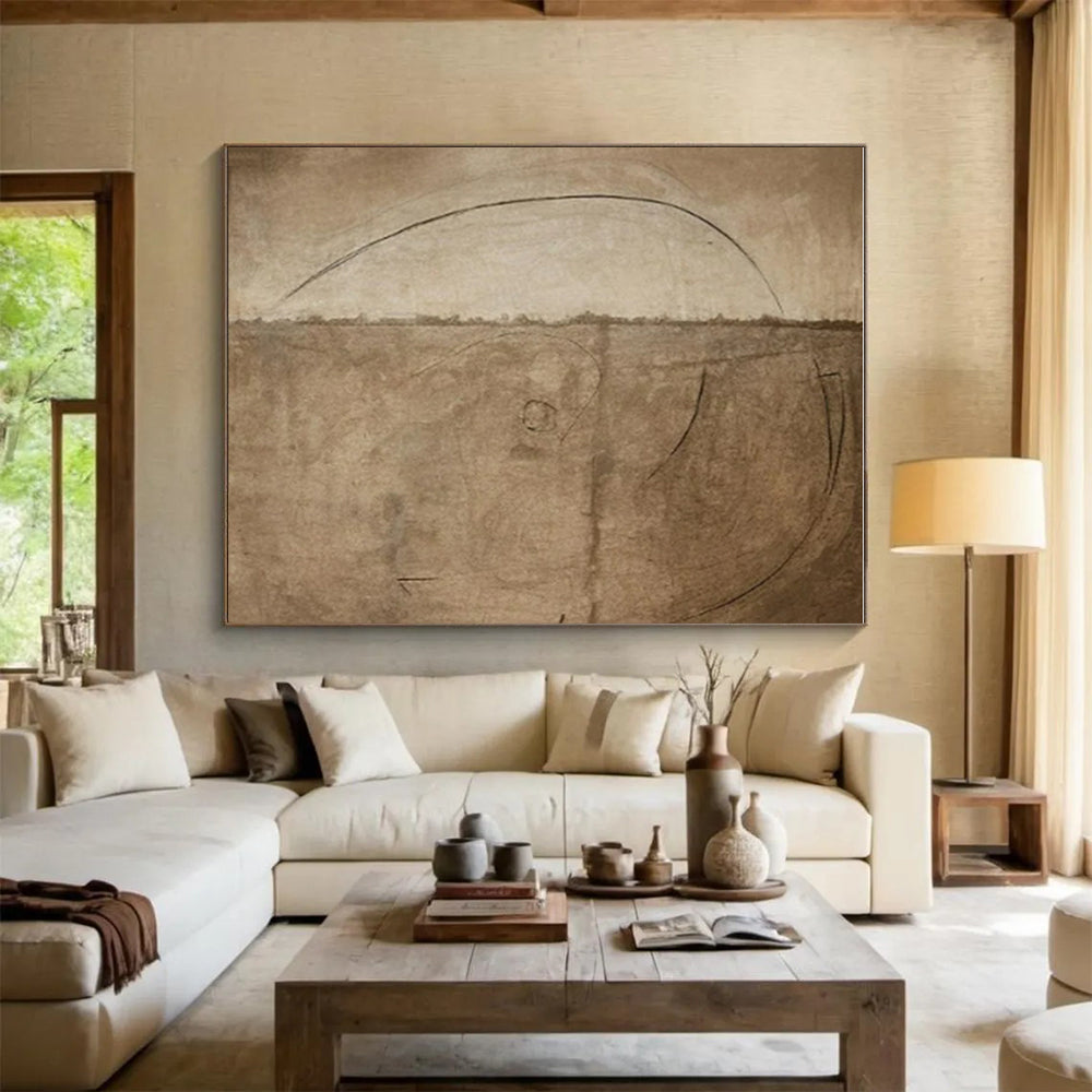 “Brown Line Sketches” - Brown Abstract Minimalist Drawing - Style Painting On Canvas PS0708