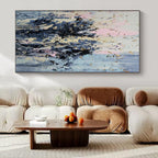 Light Blue, Pink, Gray, Gold with Textured Strokes "Ethereal Drizzle" Abstract Painting On Canvas PS1404