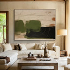“Green - Black - Beige Expressive Abstraction” - Green, Black, Beige Abstract Painting On Canvas PS0533