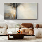 Gray, Beige, Gold with Reflective Landscape "Muted Reflections" Landscape Painting On Canvas PS1284