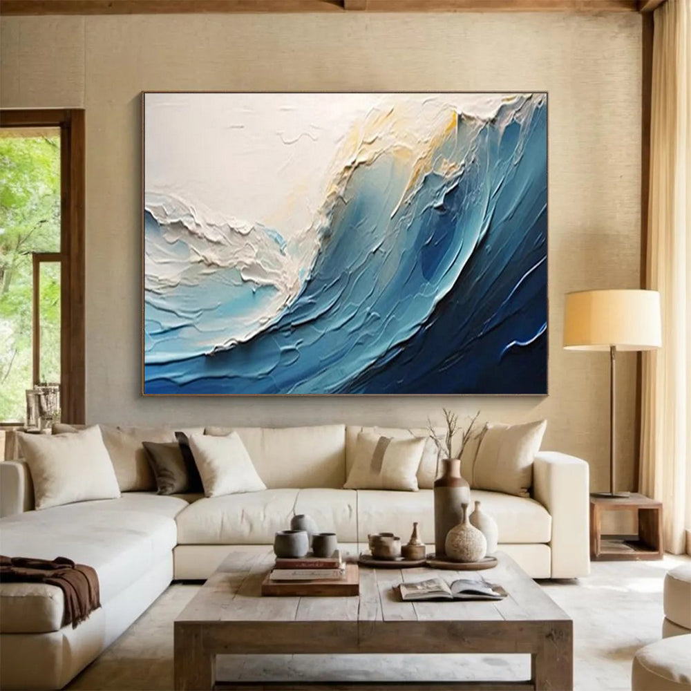 “Impasto - Blue Ocean Wave” - Dynamic - Seaside Painting On Canvas PT1554
