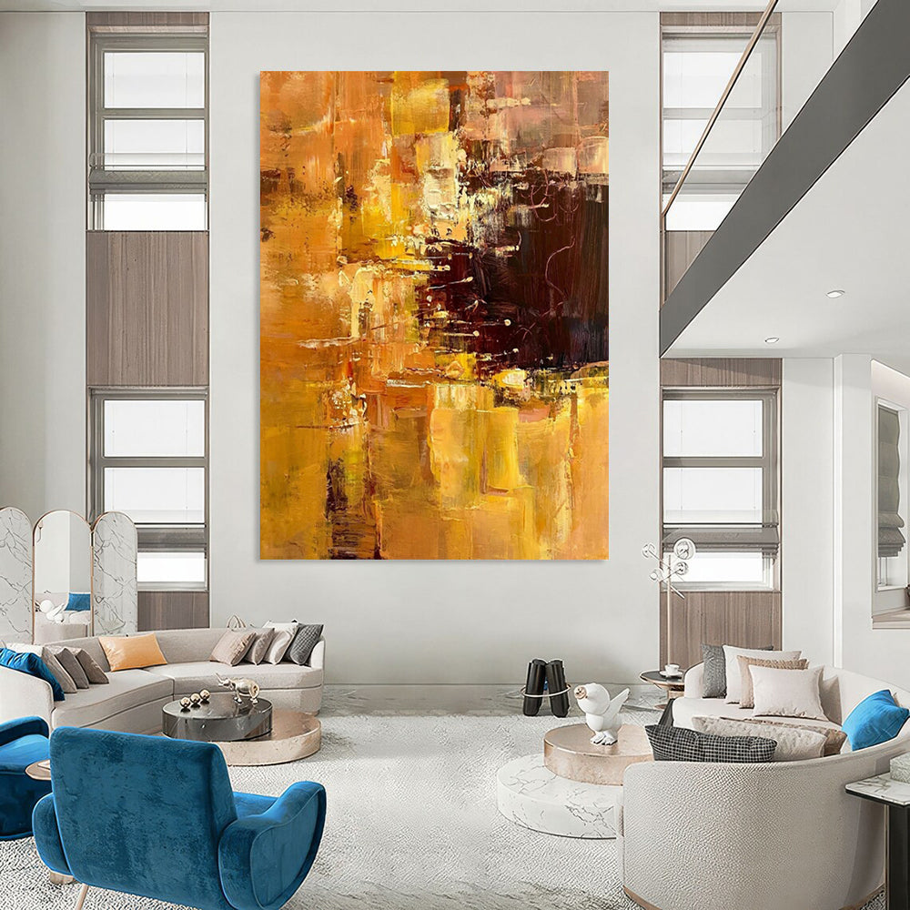 “Golden - Brown Abstract Fusion” - Abstract Impressionist Painting On Canvas PT2302