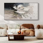 White Flowers with Gray Background "Textured Blossoms" Impressionist Painting On Canvas PS1342