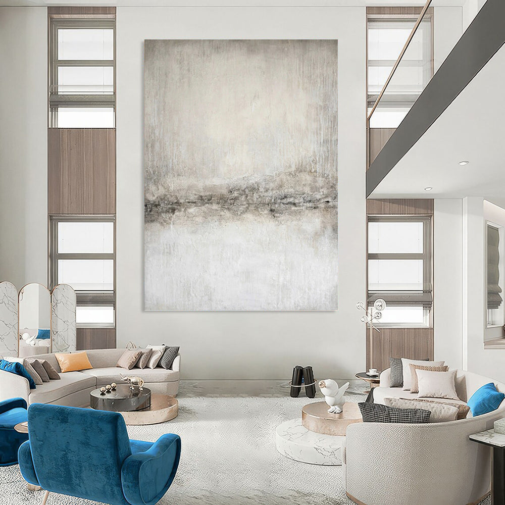 “Grey Textured Minimalism” - Monochromatic Grey Abstract Painting On Canvas PT1068