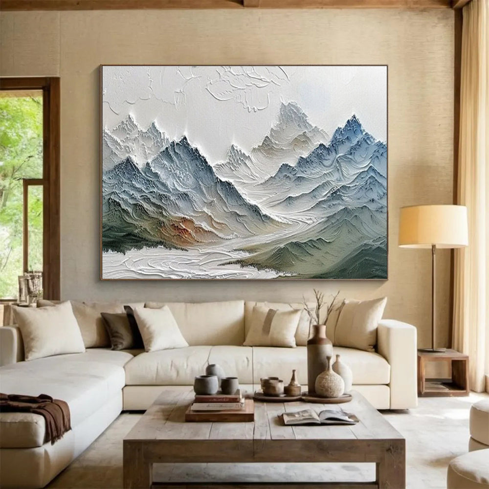 “3D Textured Mountain Range” - Sculptural Landscape Painting On Canvas DKS453