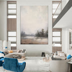 “Foggy Lake with Silhouetted Trees” - Landscape Painting On Canvas PT2057