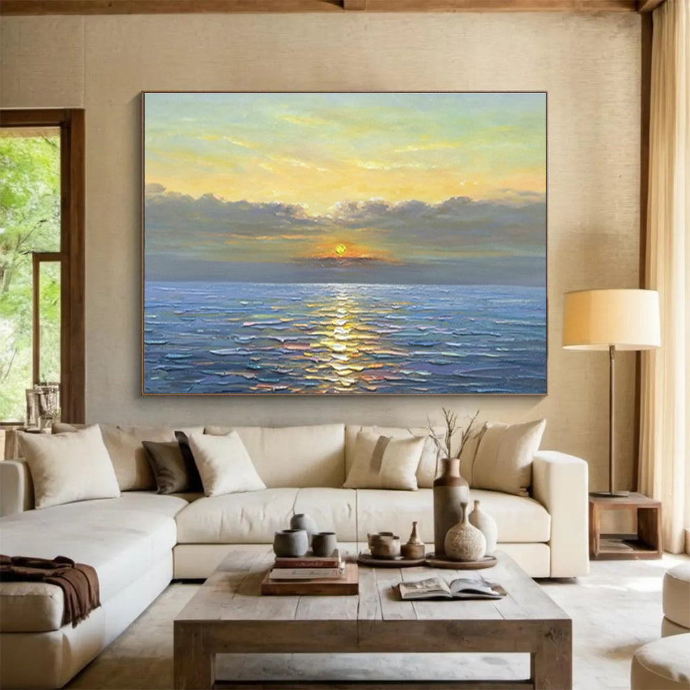 “Serene Sea Sunset” - Realistic Oil Painting On Canvas DKS883