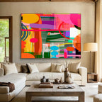 Vibrant Color Block Abstract Painting On Canvas DKS082