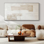 Beige, White with Textured Blocks "Textured Simplicity" Abstract Painting On Canvas PS1293