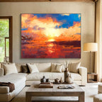 “Colorful Birds at Sunset Abstract” - Lively Landscape Painting On Canvas DKS387