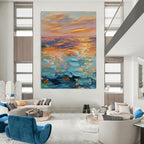 “Colorful Sunset Sea” - Impressionist Painting On Canvas PT2204