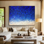 “Blue Gradient Splatter” - Abstract Expressionist Painting On Canvas DKS844