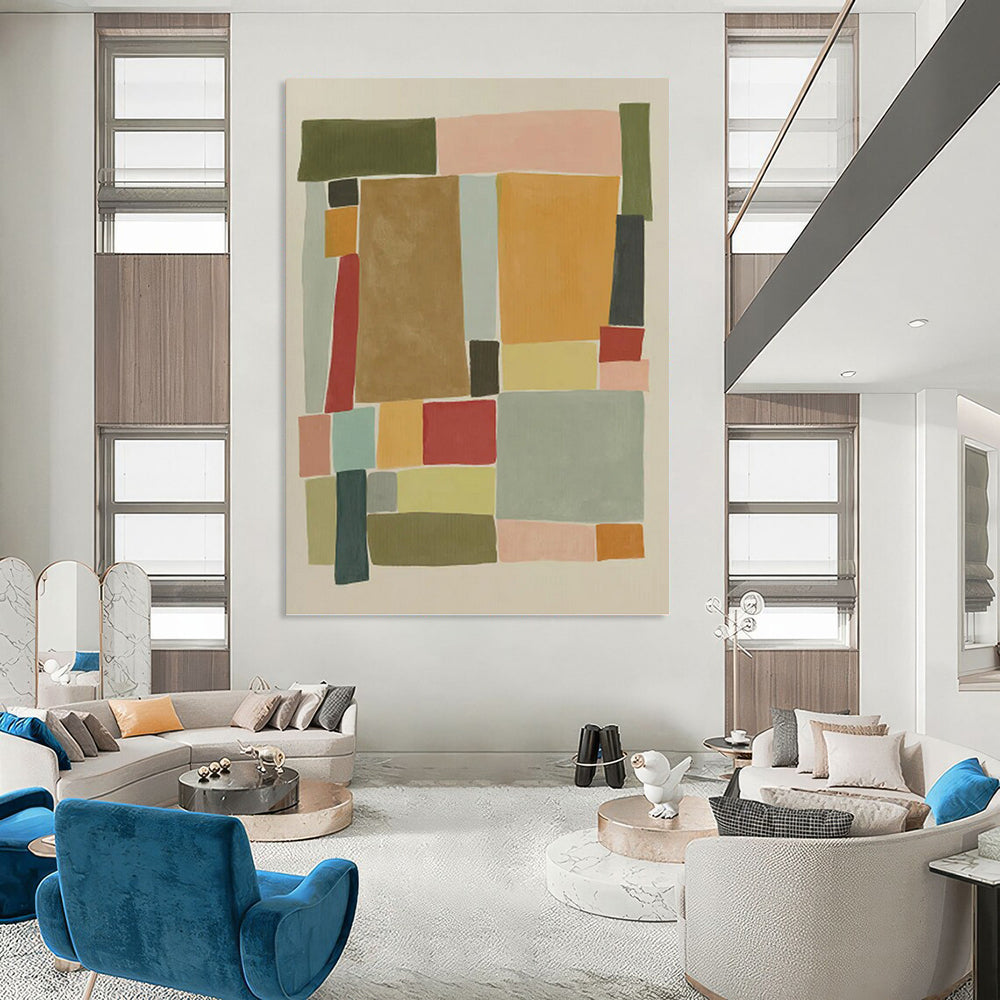 “Colorful Geometric Shapes: Playful Abstract” - Cheerful Modern Art On Canvas PT0964