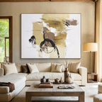 Beige, Brown, Black Organic Marks “Desert Sketch” - Painting On Canvas PS0797