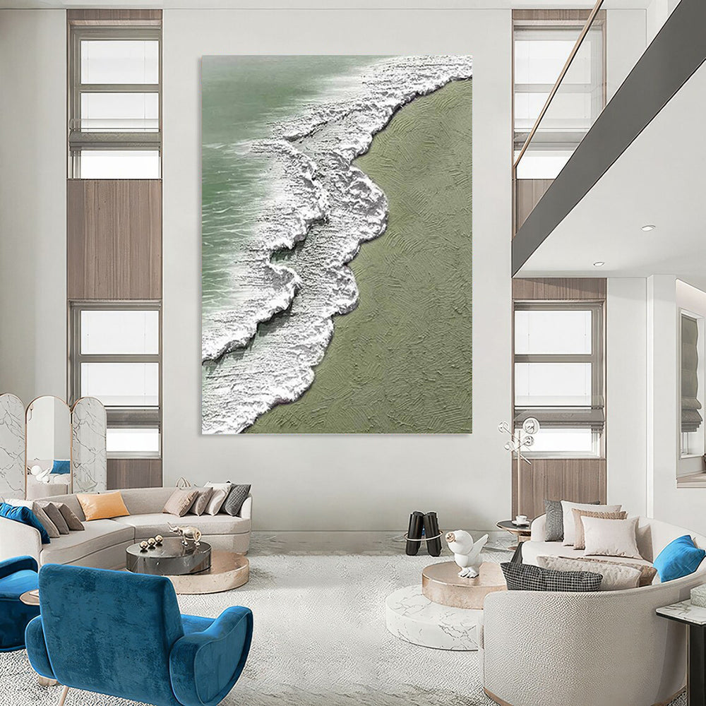 “Textured Beach Wave Scene” - Impasto Landscape Painting On Canvas PT1200