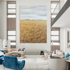 “Golden Field Minimalist” - Minimalist - Inspired Landscape Painting On Canvas PT1434