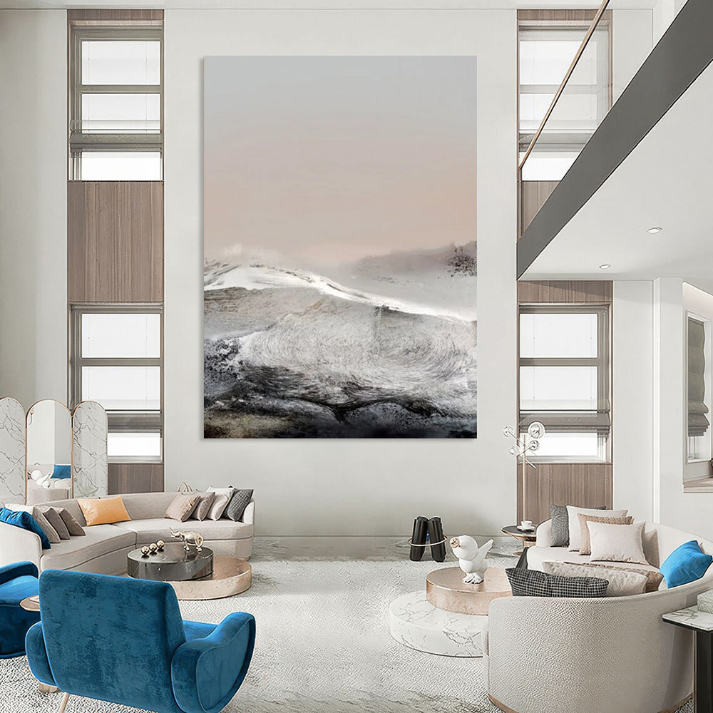 “Misty Mountain Minimalism” - Subtle Tones & Textured Terrain Painting On Canvas DS178