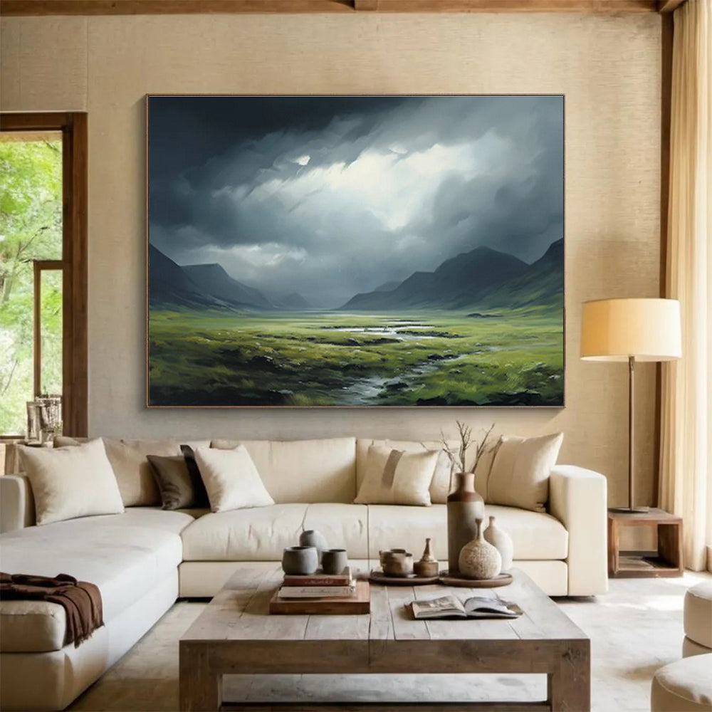 “Dramatic Green Valley Landscape” Landscape Painting On Canvas DKS170